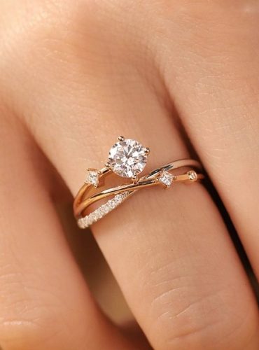 18k Dainty Round Cut Moissanite Branch Design Engagement Ring – 9k Yellow Gold _ 9