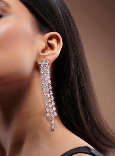 Ethereal Sparkle Long Diamond Danglers – One Size