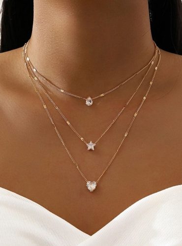 Women’s Necklace Heart Star Cut Zirconia Alloy Necklace Classic Six-Prong Small Zircon Dangling Necklace Dainty Necklace For Women Girls_Wedding Gift, Birthday Gift 2024 – $5_99